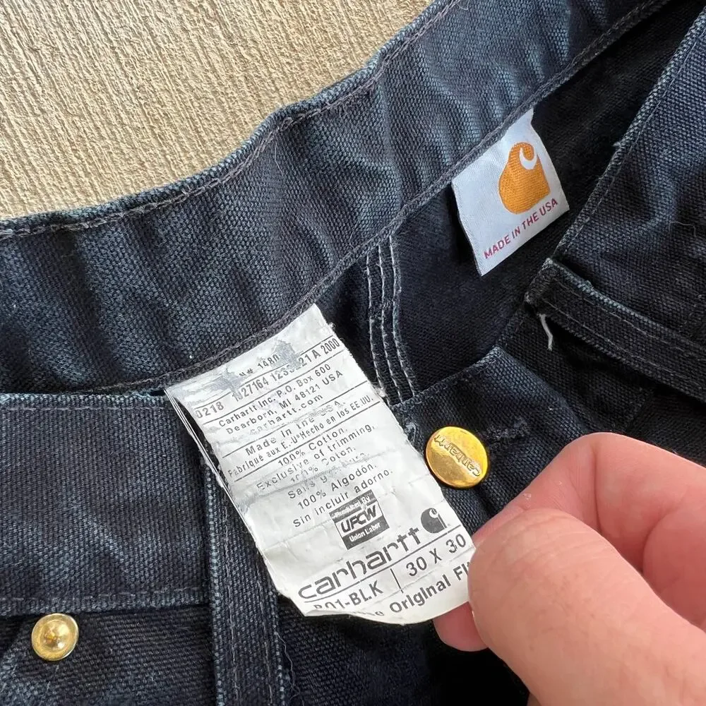 Carhartt B01 BLK black double knee work wear carpenter pants